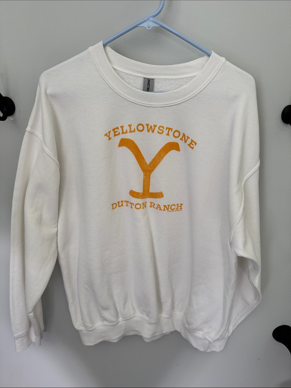 Yellowstone Dutton Ranch White Sweatshirt with Gold Logo